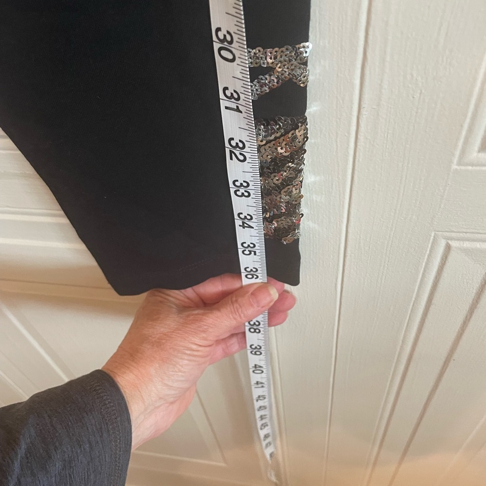 Black Leggings with Silver Sequin Stripes - Picture 6 of 9